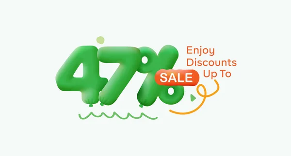 Special offer sale 47  % discount 3D number Green tag voucher illustration. Discount season label promotion advertising summer sale coupon promo marketing banner holiday weekend