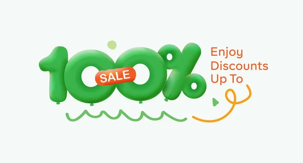 Ofertă Specială Vânzare 100 Reducere Număr Green Tag Voucher Ilustrare — Fotografie, imagine de stoc
