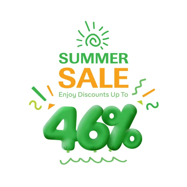 Special offer sale 46 % discount 3D number Green tag voucher illustration. Discount season label promotion advertising summer sale coupon promo marketing banner holiday weekend