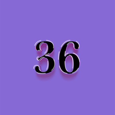 Mor arkaplandaki 3d 36 sayısının gösterimi