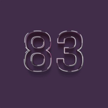 Mor arkaplanda 3d 83 sayısının gösterimi