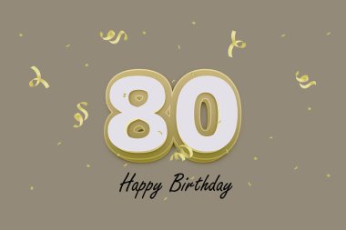 80 mutlu doğum günü tebrik kartı tasarımı