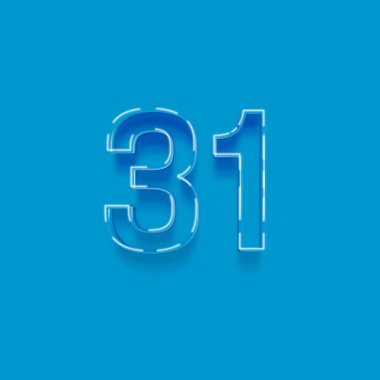 Mavi arkaplanda 3d 31 sayısının gösterimi