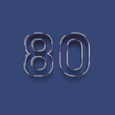 Mavi arkaplanda 3d 80 sayısının gösterimi