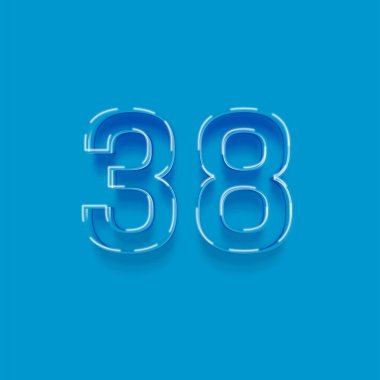 Mavi arkaplanda 3d 38 sayısının gösterimi