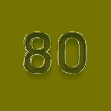 Yeşil arkaplandaki 3d 80 sayısının resmi