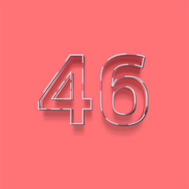 Pembe arka planda 3d 46 sayısının gösterimi