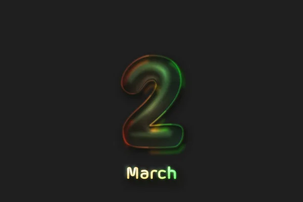 March Date Poster Neon Bubble Shaped Number — 图库照片