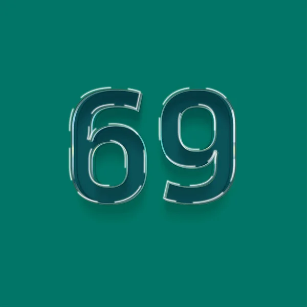 緑の背景に描かれた3D 69番のイラスト — ストック写真