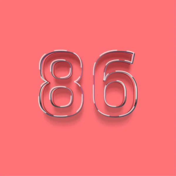 ピンクを背景にした3D 86番のイラスト — ストック写真