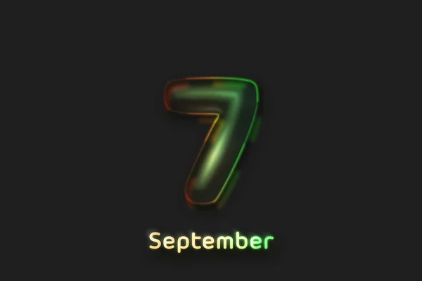September Dato Plakat Neon Boble Formet Tall – stockfoto