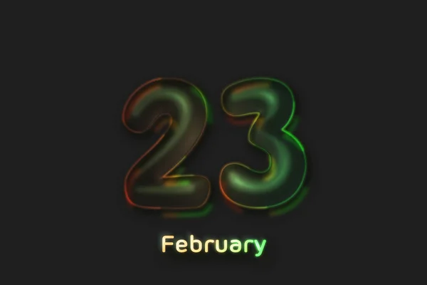 Februari Date Poster Neon Bubbelvormig Nummer — Stockfoto
