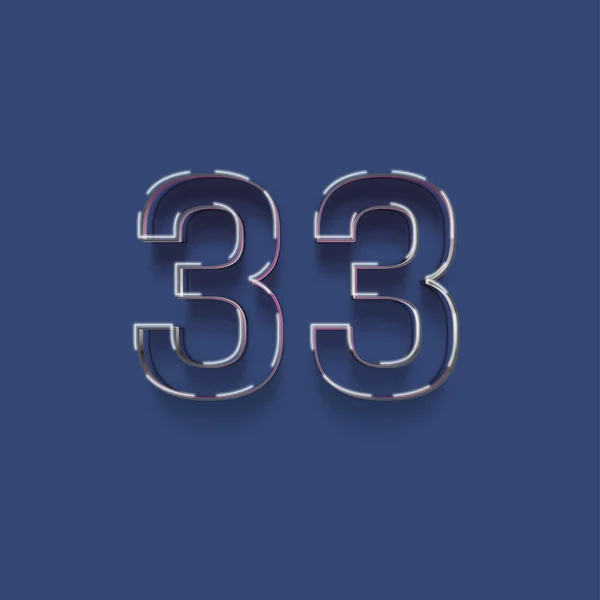 青の背景に3D 33番の数字のイラスト — ストック写真