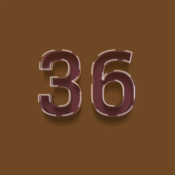 茶色の背景に3D 36番の数字のイラスト — ストック写真