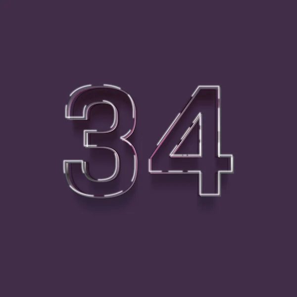 紫色背景上3D 34数字的图解 — 图库照片