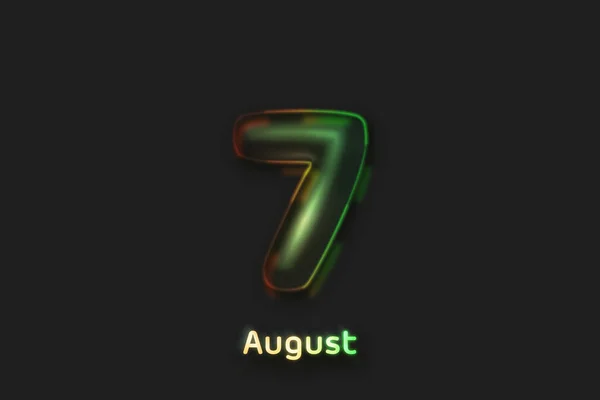 August Date Poster Neon Bubble Shaped Number — Stock Photo, Image