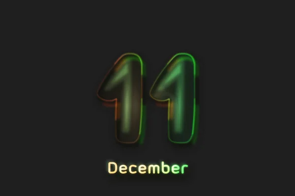 Datum Plakat Vom Dezember Neonblasenförmige Zahl — Stockfoto