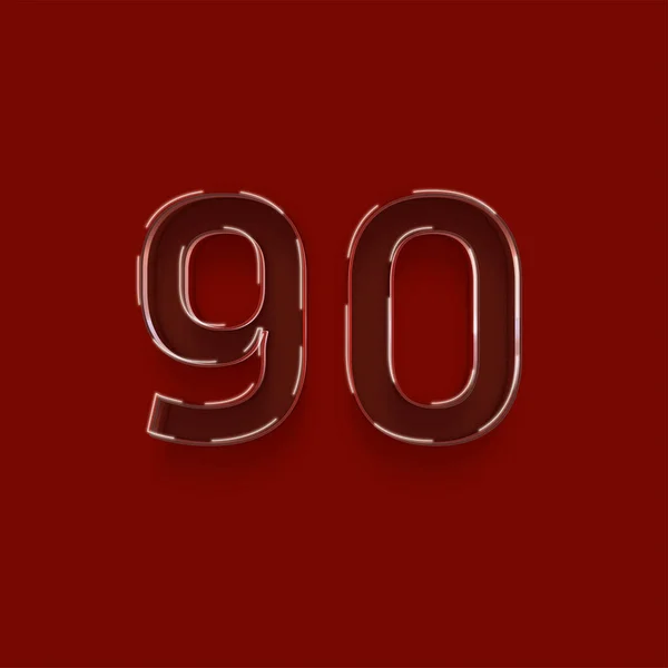 赤を背景にした3D 90番のイラスト — ストック写真