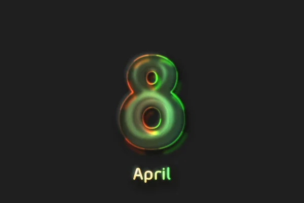 April Date Poster Neon Bubble Shaped Number — 图库照片