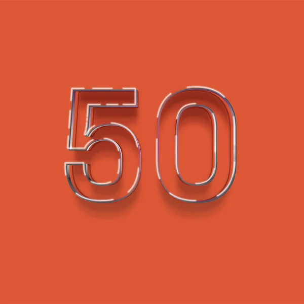 赤を背景にした3D 50番のイラスト — ストック写真