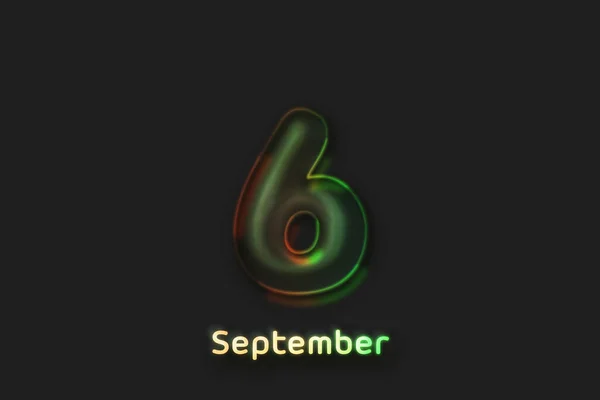September Datum Affisch Neon Bubbla Format Nummer — Stockfoto
