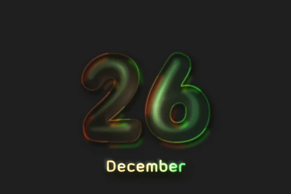 December Date Poster Neon Bubbelvormig Nummer — Stockfoto