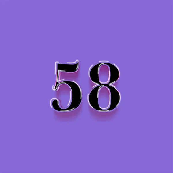 紫色の背景に3D 58番の数字のイラスト — ストック写真
