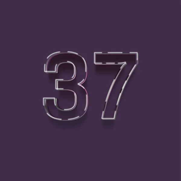 紫色の背景に3D 37番のイラスト — ストック写真