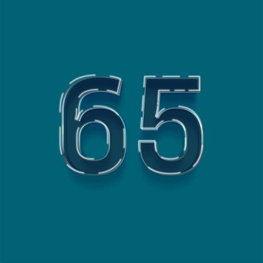 Yeşil arkaplandaki 3d 65 sayısının gösterimi