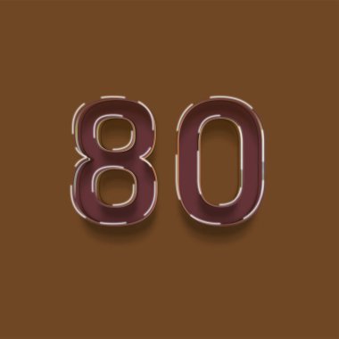 Kahverengi arkaplanda 3d 80 sayısının gösterimi