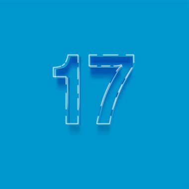 Mavi arkaplanda 3d 17 sayısının gösterimi