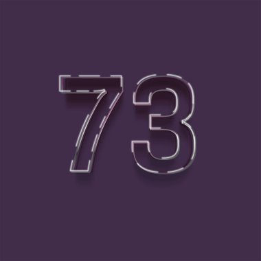 Mor arkaplanda 3d 73 sayısının gösterimi