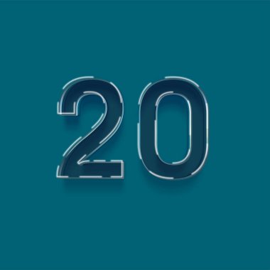 Yeşil arkaplanda 3d 20 sayısının gösterimi