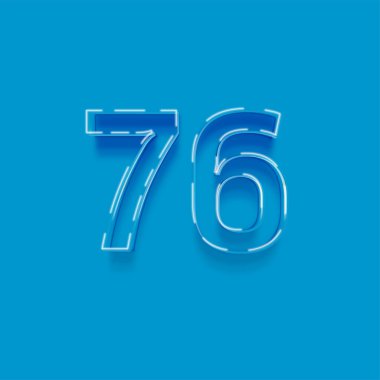 Yeşil arkaplanda 3d 76 sayısının gösterimi