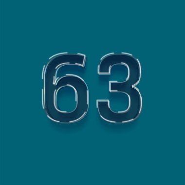 Yeşil arkaplandaki 3d 63 sayısının gösterimi