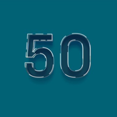 Yeşil arkaplandaki 3d 50 sayısının gösterimi