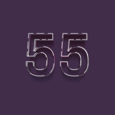 Mor arkaplandaki 3d 55 sayısının gösterimi
