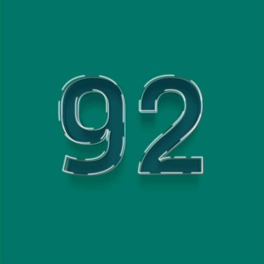 Yeşil arkaplanda 3d 92 sayısının gösterimi