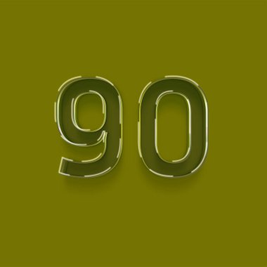 Yeşil arkaplanda 3d 90 sayısının gösterimi