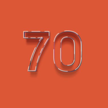Kırmızı arkaplanda 3d 70 sayısının gösterimi