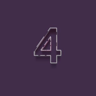 Mor arkaplandaki 3d 4 sayısının gösterimi