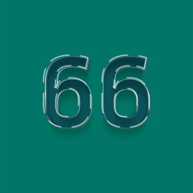 Yeşil arkaplanda 3d 66 sayısının gösterimi