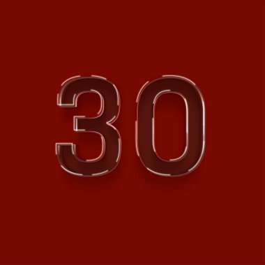 Kırmızı arkaplanda 3d 30 sayısının gösterimi