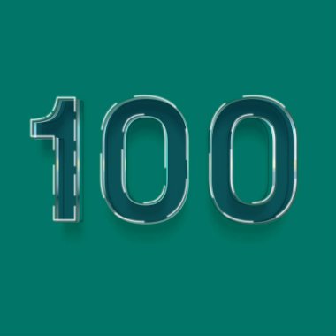 Yeşil arkaplandaki 3d 100 sayısının gösterimi