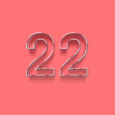 Pembe arkaplandaki 3D 22 sayısının gösterimi