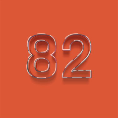 Kırmızı arkaplanda 3d 82 sayısının gösterimi