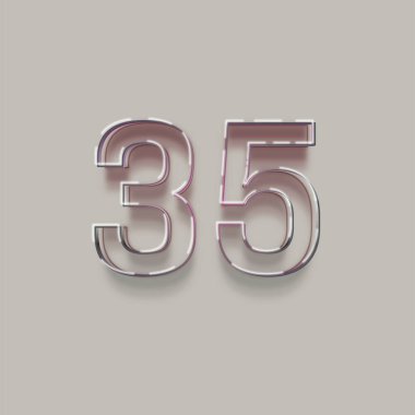 Gri arkaplandaki 3d 35 sayısının gösterimi