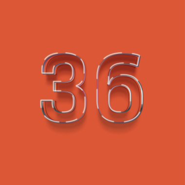Kırmızı arkaplanda 3d 36 sayısının gösterimi