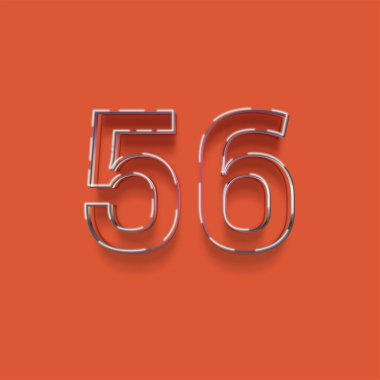 Kırmızı arkaplanda 3d 56 sayısının gösterimi