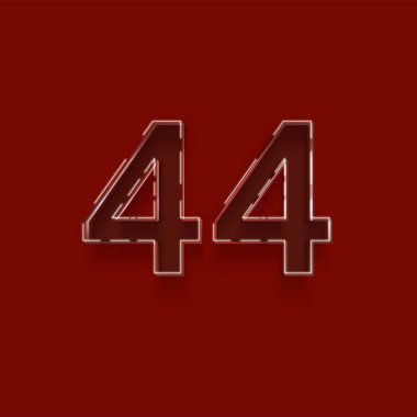 Kırmızı arkaplanda 3d 44 numaranın resmi